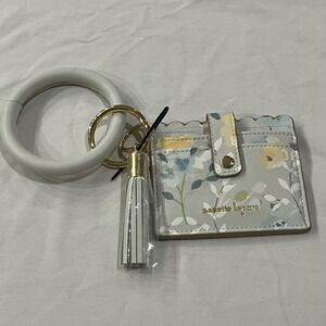 Nanette Lepore Floral Card Holder Wallet Keychain O Ring Wristlet Tassel Set